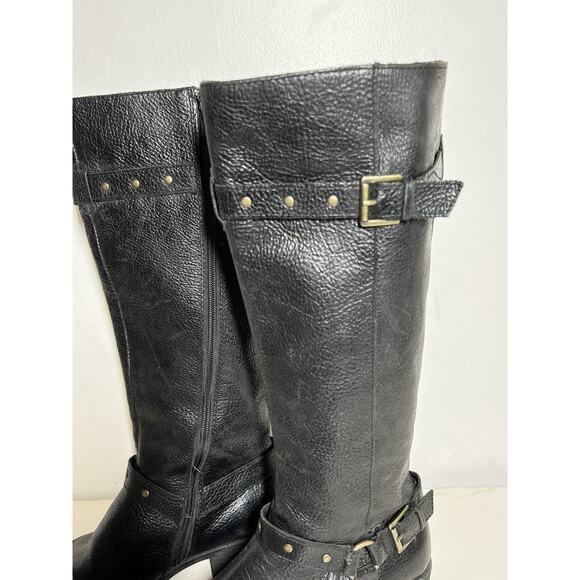 Born BOC EUC Black Leather Cam Tall Leather Western Riding Harness Boot Size 8 M - Picture 3 of 7